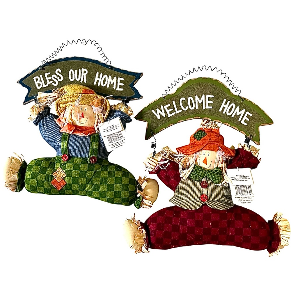 Fall Scarecrow Wall Decor Set - Welcome & Bless Messages